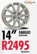 14" Turn1 Fangio Plain Silver-Per Set Of 4