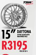15" Tsw Daytona Hyper Silver With Machined Face-Per Set Of 4
