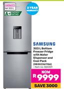 Samsung 303L Bottom Freezer/Fridge With Water Dispenser & Cool Pack RB30J3611SA