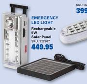 Emergency LED Light Rechargeable 5W Solar Panel