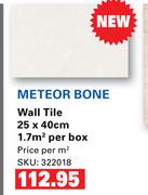 Meteor Bone Wall Tile 25 x 40cm-1.7 Sqm Per Box
