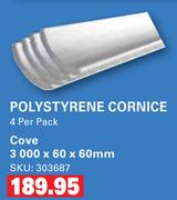 Polystyrene Cornice Cove 3000 x 60 x 60mm-4 Per Pack