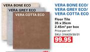 Vera Bone Eco/Vera Grey Eco/Vera Cotta Eco Floor Tile 35 x 35cm-2.45 Sqm Per Box