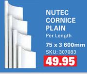 Nutec Cornice Plain 75 x 3600mm-Per Length