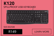 Logitech K120 Spillproof USB Keyboard 920-002508