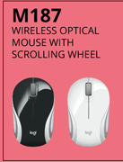 Logitech M187 Wireless Optical Mouse White With Scrolling Wheel 910-002735