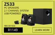 Logitech Z533 PC Speakers 2.1 Channel System USB Powered 980-001054