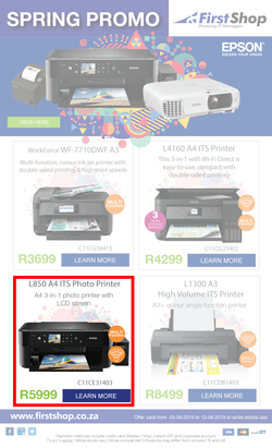 First Shop : Epson Promo (5 Sept - 12 Sept 2019), page 1