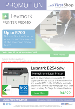 First Shop : Lexmark Printer Promo (19 Sept - 30 Sept 2019), page 1