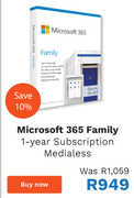 Microsoft 365 Family - 1-Year Subscription Medialess