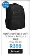Targus Octave Notebook Case 15.6" Backpack (Black)