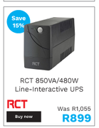 RCT 850VA/480W Line Interactive UPS
