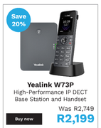Yealink W73P High-Performance IP DECT Base Station And Handset