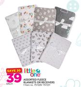 Little One Assorted Fleece Blankets Or Receivers-Each