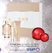 Hugo Boss The Scent For Her Gift Set:Eau De Parfum-50ml,Body Lotion-50ml & Portable Spray-74ml