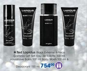 Ted lapidus Black Extreme 4 Piece Gamma Gift Set:Eau De Toilette-100ml,Aftershave Balm-100ml