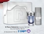 Paco Rabanne Invictus Gift Set: Eau De Toilette-100ml & Deodorant-150ml