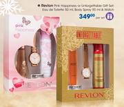Revlon Pink Happiness Or Unforettable Gift Set:Eau De Toilette-50ml,Body Spray-90ml & Watch-Per Set