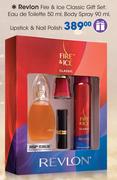 Revlon Fire & Ice Classic Gift Set: Eau De Toilette-50ml, Body Spray-90ml, Lipstick & Nail Polish