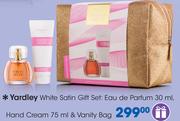 Yardley White Satin Gift Set Of Eau de Parfum 30ml, Hand Cream 75ml & vanity Bag