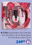Coty Exclamation Diva Gift Set Of Eau de Parfum 30ml, Body Spray 90ml & Body Lotion 25ml