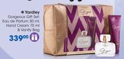 Yardley Gorgeous Gift Set Of Eau De Parfum 30ml, Hand Cream 75ml & vanity Bag