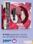Coty Exclamation Gift Set Of Eau de Parfum 50ml & Watch