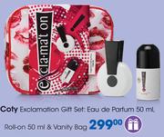 Coty Exclamation Gift Set Of Eau de Parfum 50ml, Roll On 50ml & Vanity Bag