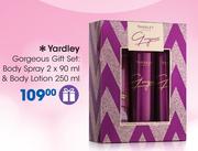 Yardley Gorgeous Gift Set Of Body Spray 2x90ml & Body Lotion 250ml