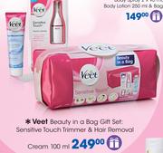 Veet beauty In A Bag Gift Set Of Sensitive Touch Trimmer & Hair Removal Cream 100ml