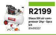 Steco 50Ltr Air Compressor (2HP)-5pcs Kit 81499357