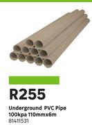 Underground PVC Pipe (100kpa) 110mm X 6m 81411531