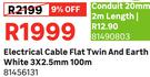 Electrical Cable Flat Twin & Earth White 3 x 2.5mm 100m 81456131