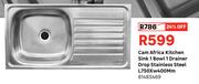 Cam Africa Kitchen Sink 1 Bowl 1 Drainer Drop S/Steel L750 x 400mm 81485469