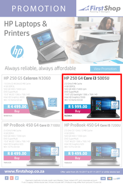 First Shop : HP Printers and Laptops (25 Oct - 7 Nov 2017), page 1