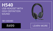 Logitech H540 USB Headset With High Definition Sound 981-000480