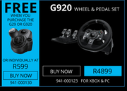 Logitech G920 Wheel & Pedal Set 941-000123