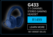 Logitech G433 7.1 Channel Stereo Gaming Headset 981-000687 (Blue)