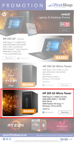 Special Hp 285 G3 Micro Tower Desktop 5bm01ea Www Guzzle Co Za