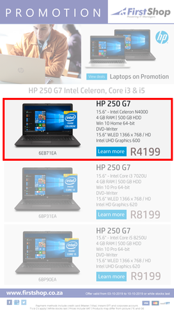 First Shop : HP Laptop Promo (3 Oct - 10 Oct 2019), page 1
