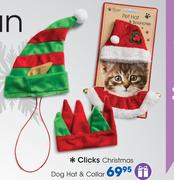 Clicks Christmas Dog Hat & Collar