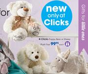Clicks Puppy, Bear Or Sheep Plush Toys-Each