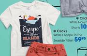 Clicks White Escape To The Seaside T-Shirt