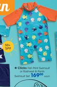 Clicks Fish Print Swimsuit Or Rashvest & Pants Swimsuit Set-Each