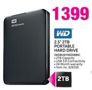 WD 2.5" 2TB Portable Hard Drive(WDBU6Y0020BBK)