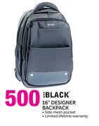 Black 16" Designer Backpack