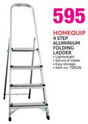 Homequip 4-Step Aluminium Folding Ladder