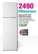 Hisense 168Ltr White Top Freezer Fridge