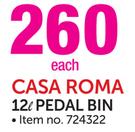 Casa Roma 12L Pedal Bin-Each