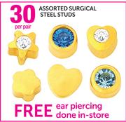 Assorted Surgical Steel Studs-Per Pair